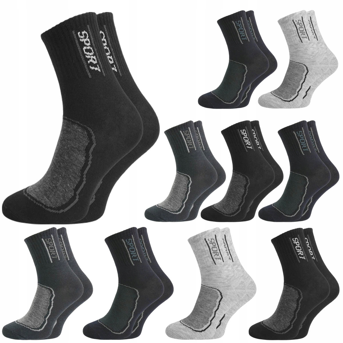 10 X BAWEŁNIANE SKARPETKI KRÓTKIE SPORTOWE # 43-46