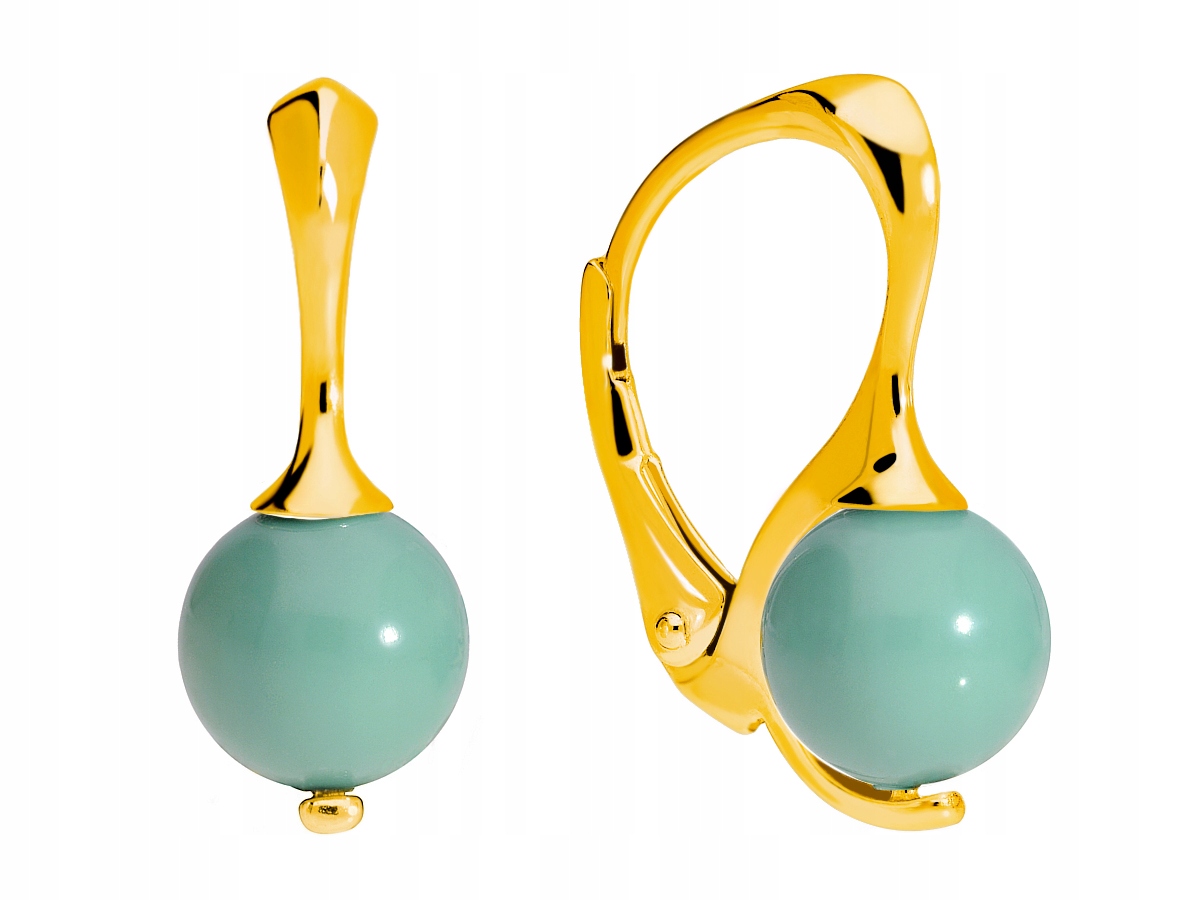 

Kolczyki srebro złoto turkusowe zielone perła