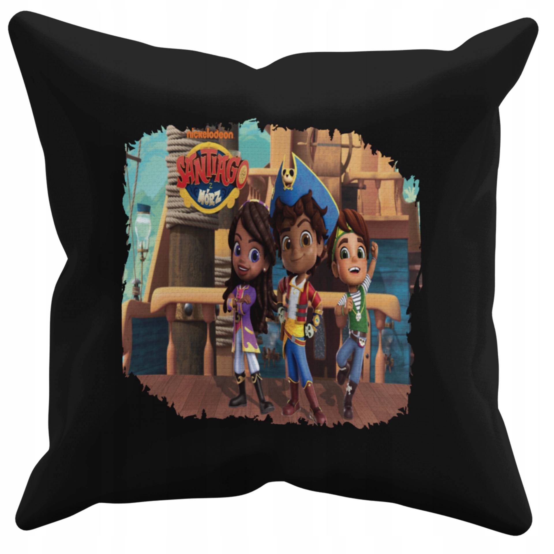 POSZEWKA NA PODUSZKĘ JAŚKA DO PRZEDSZKOLA SANTIAGO + IMIĘ GRATIS Kolor dominujący czerń