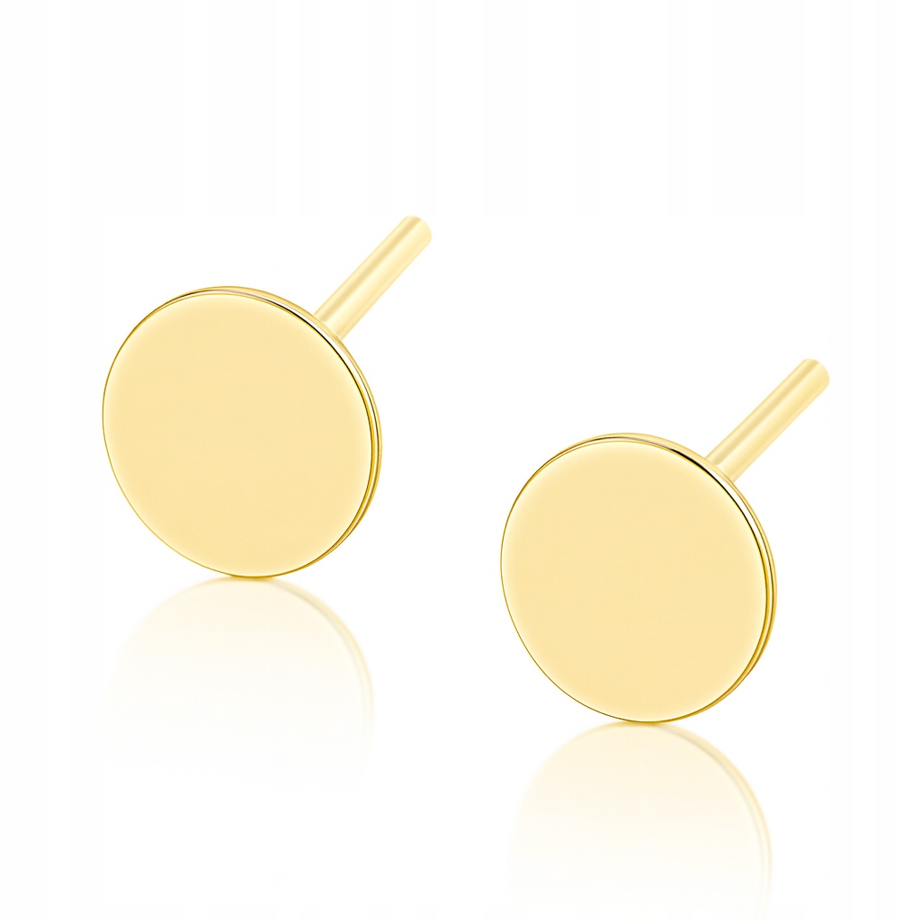Zlaté náušnice kulaté, hladké, ploché na tyčinku, Pr. 585