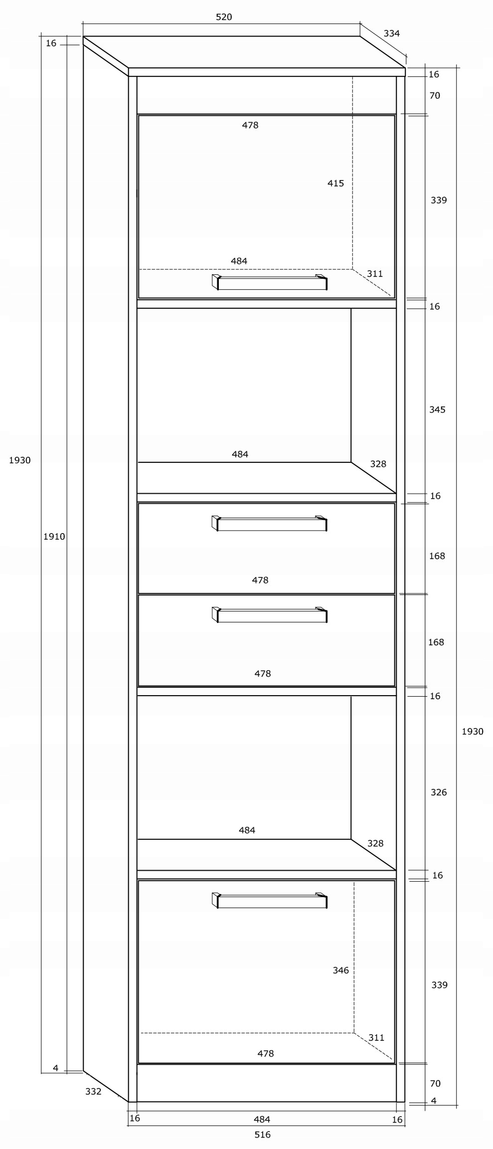 meble EMAX 30 regał W2D2S dąb artisan/biały połysk Marka Meble4home