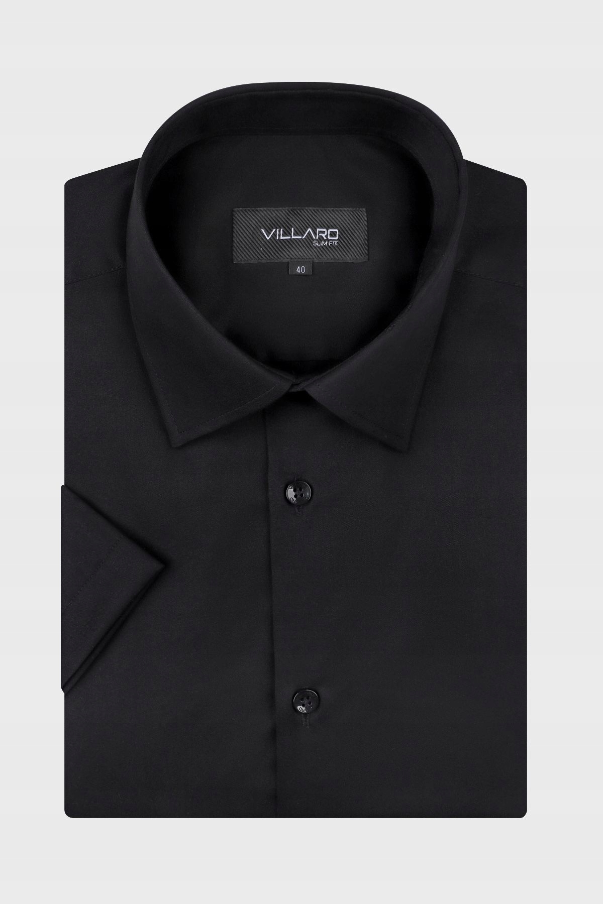 Černá pánská košile s krátkým rukávem 40-176/182 Slim Fit