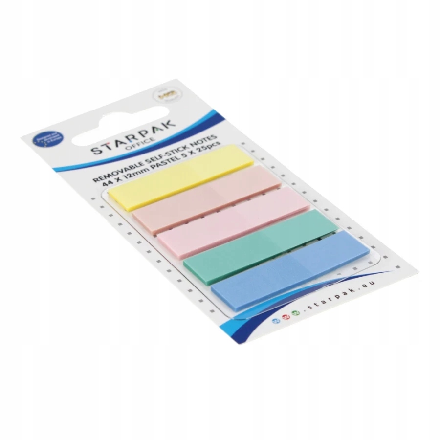 KARTECZKI SAMOPRZYLEPNE ZAKŁADKI INDEKSUJĄCE PASTEL 44x12mm/25k 5 KOLORÓW EAN (GTIN) 5905523671582
