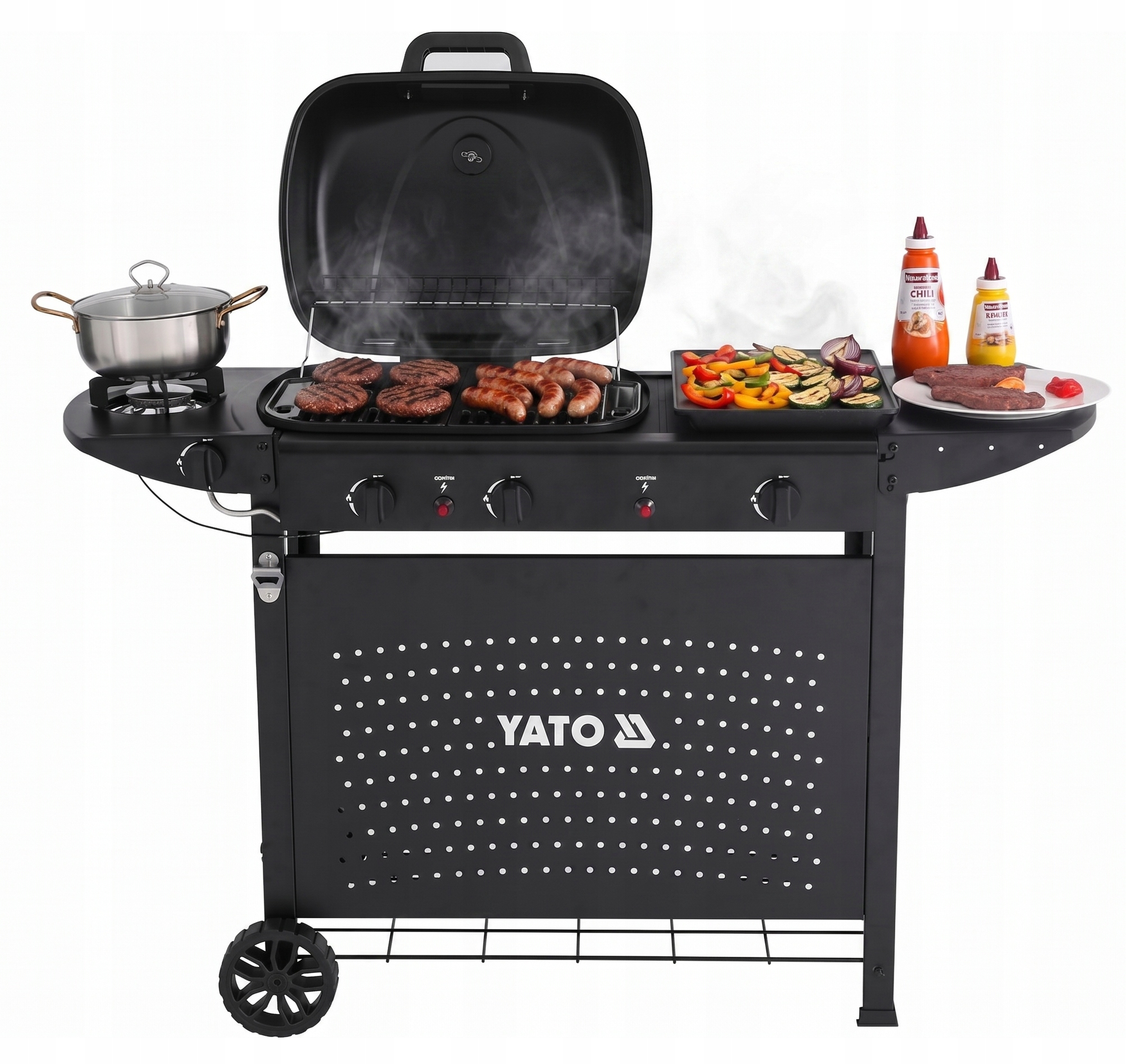 Grill Gazowy Ogrodowy 4 Palniki 11kW 128,5 cm Kółka Yato Asahi YG-20008