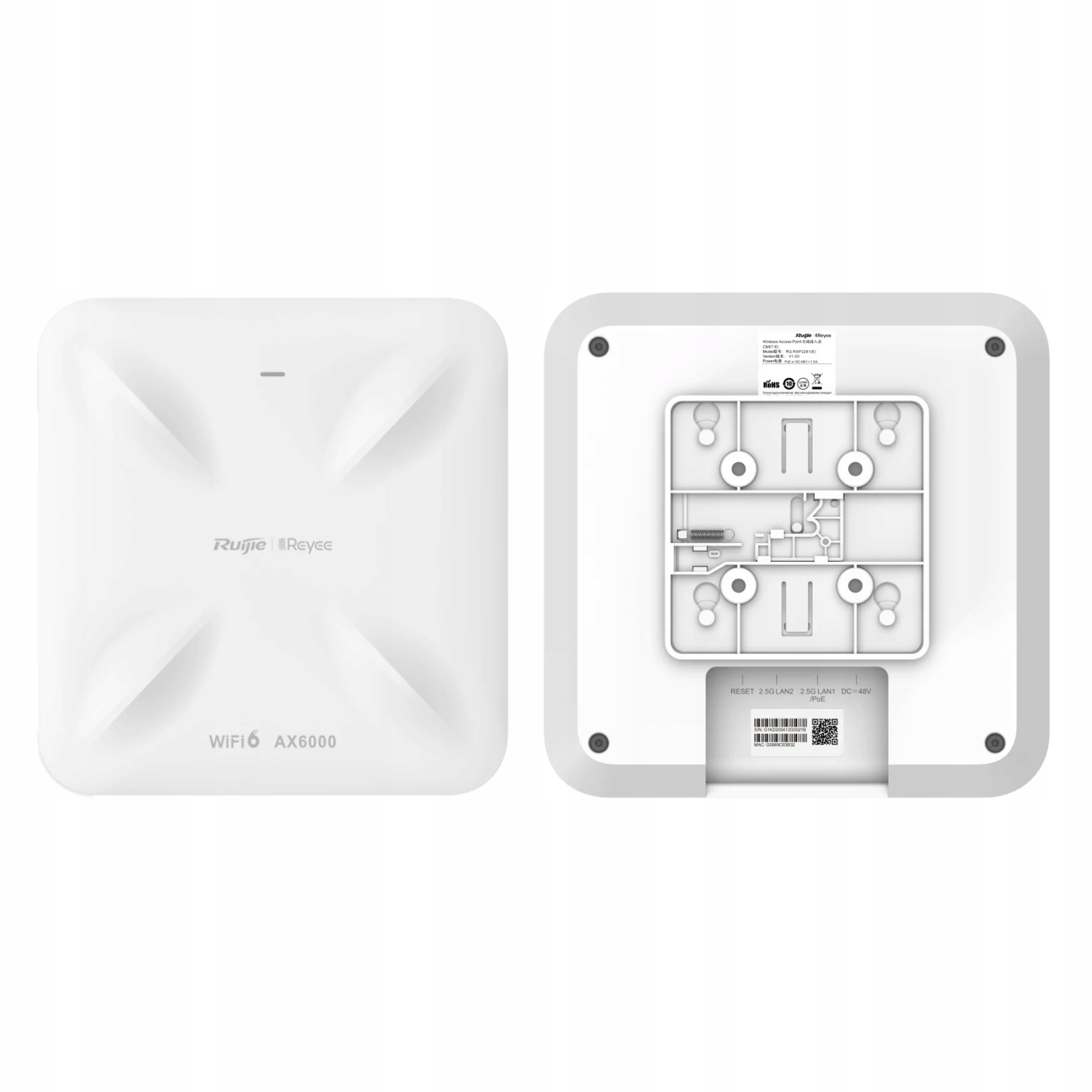 Stropní Přístupový Bod Reyee RG-RAP2260(H), Wi-fi 6, 6000 Mb/s