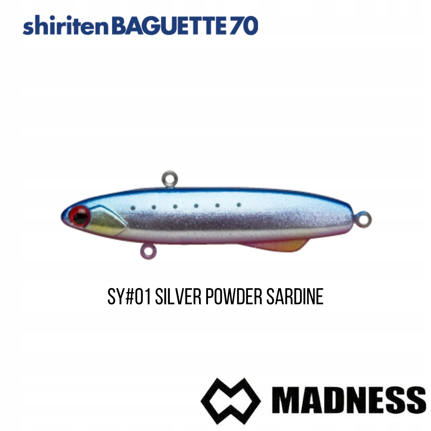 Wobler Madness Shiriten BAGUETTE70 #SY01 Stříbrný prášek na sardinky (70mm; 17g)