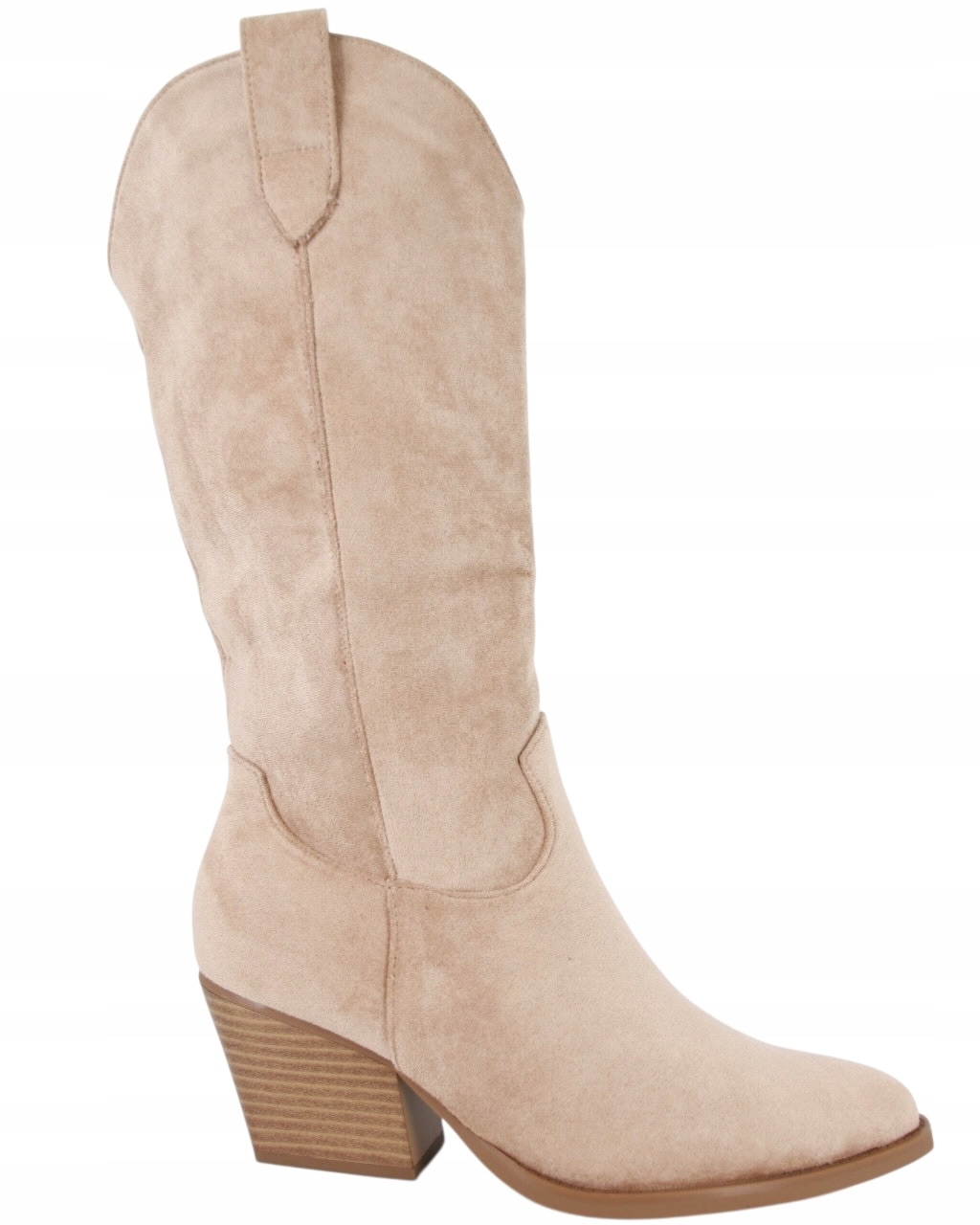 Jarní Krátké Kozačky Kovbojské Boty Semišové Béžové Dámské Boty 36