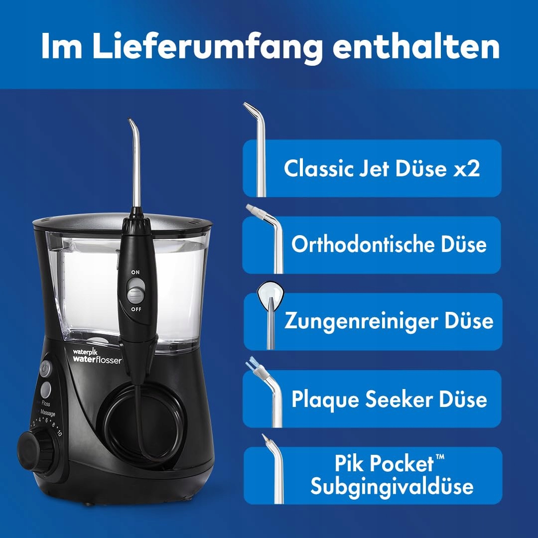 WATERPIK Ultra Profesjonalny Irygator, 7 Końcówek, 10 Ustawień, Czarny — miniatura 8