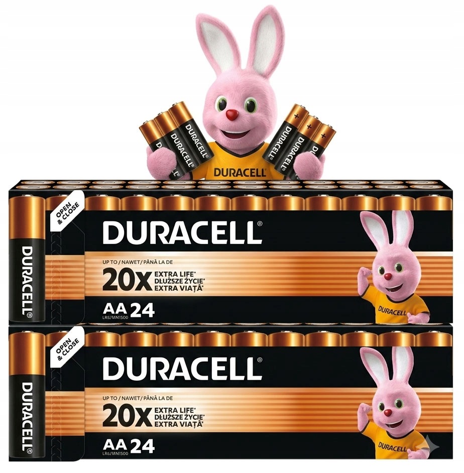 48 x Alkalické Baterie Aa R6 Originální Duracell