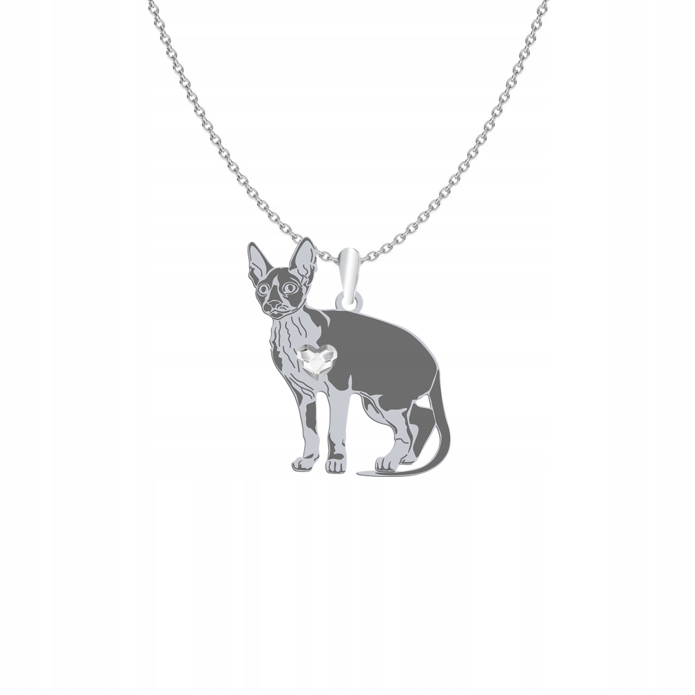 Stříbrný náhrdelník s kočkou Cornish Rex 925 Dárek Řetízek Žena Gravírování
