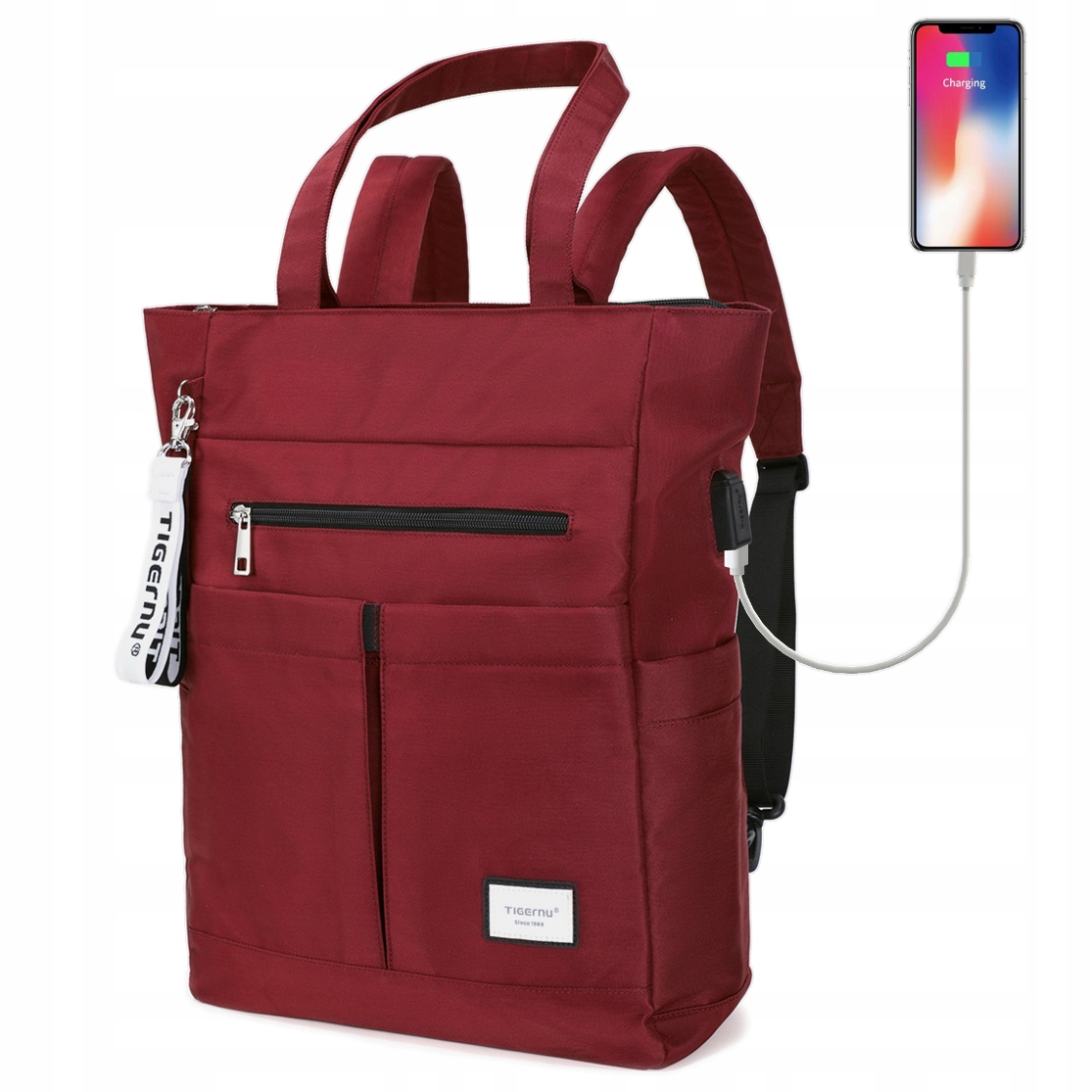 Damska Torba/Plecak na laptopa 15" Tigernu T-S8632 pojemny worek czerwony