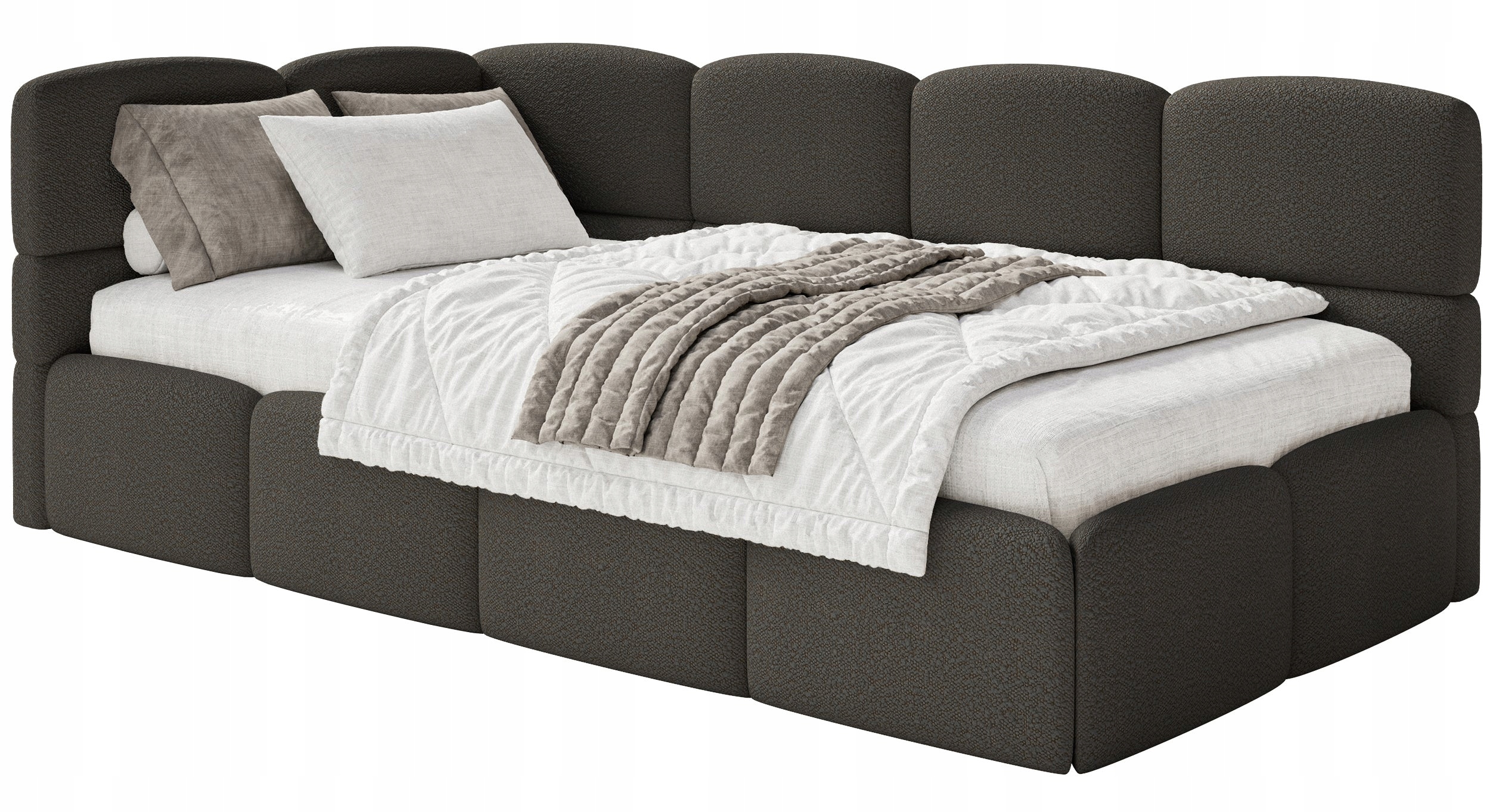 Postel pro mláděž 90x200 cm Cloudy hnědá boucle matrace levá