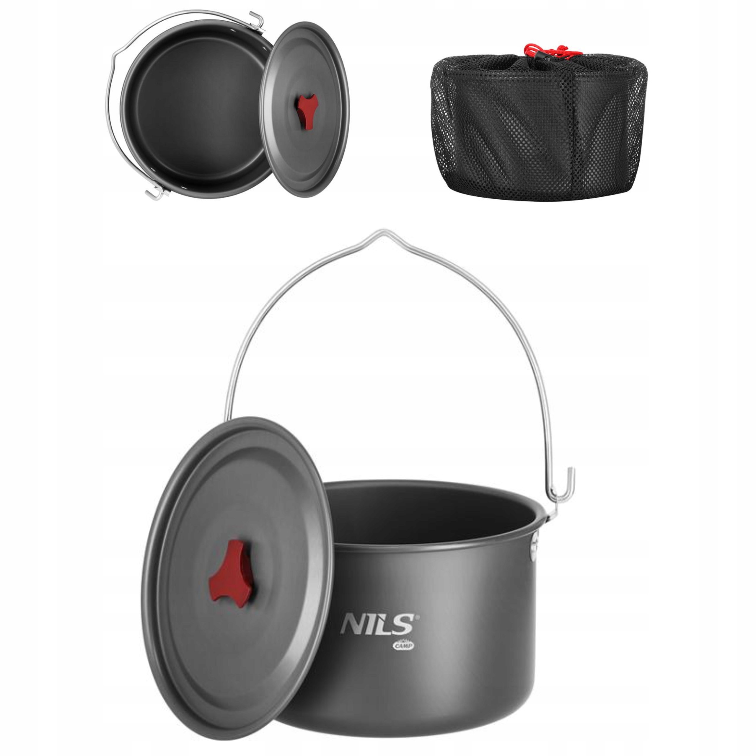 Garnek na ognisko 4 litry z pokrywką biwak camping Nils Camp