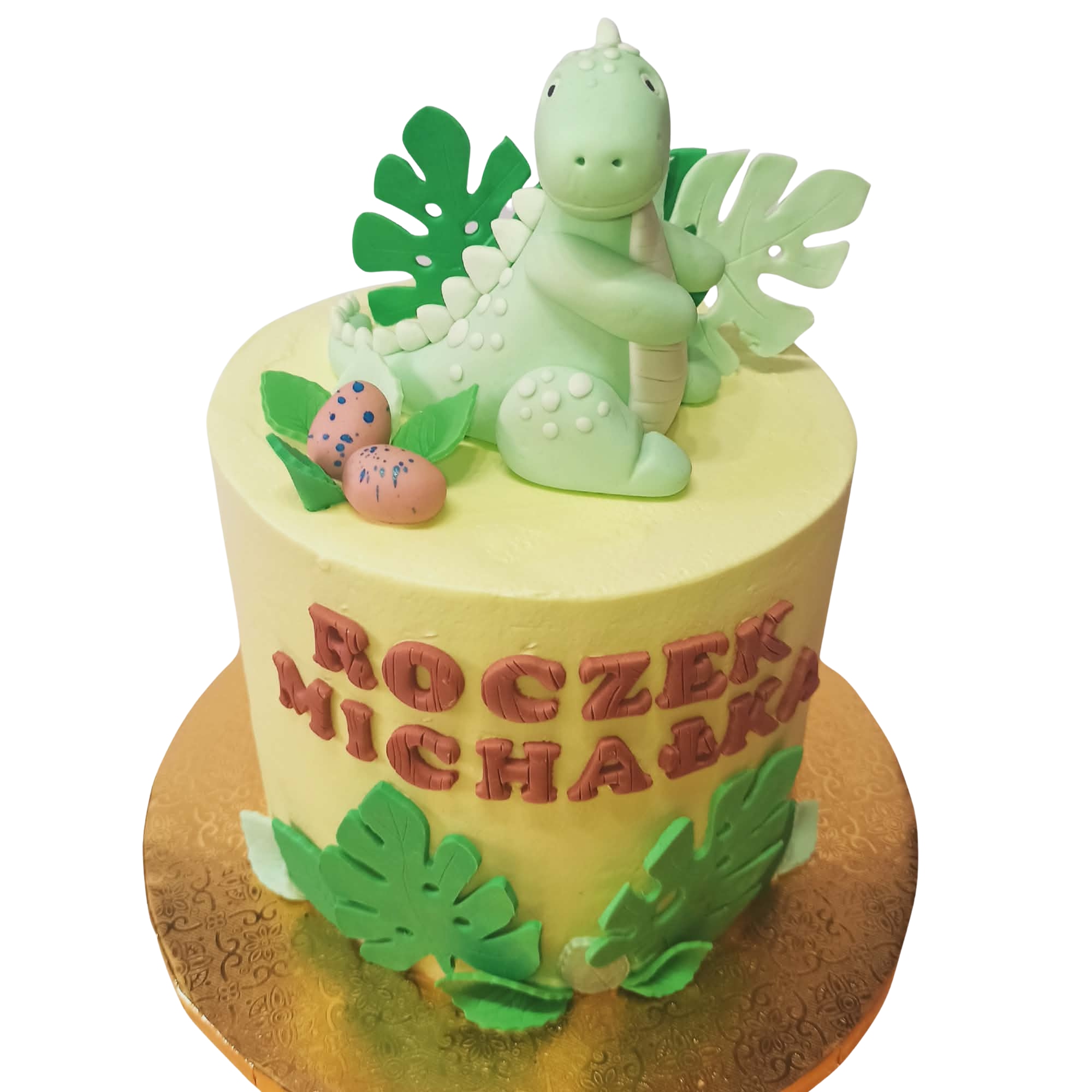 Duży zestaw dinozaur z masy cukrowej 12 cm liście Imie