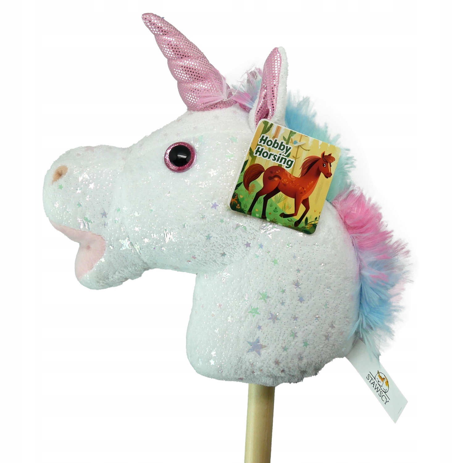 GŁOWA KONIA pluszowy KOŃ NA PATYKU HOBBY HORSE na kiju JEDNOROŻEC + DŹWIĘK EAN (GTIN) 5906623211494