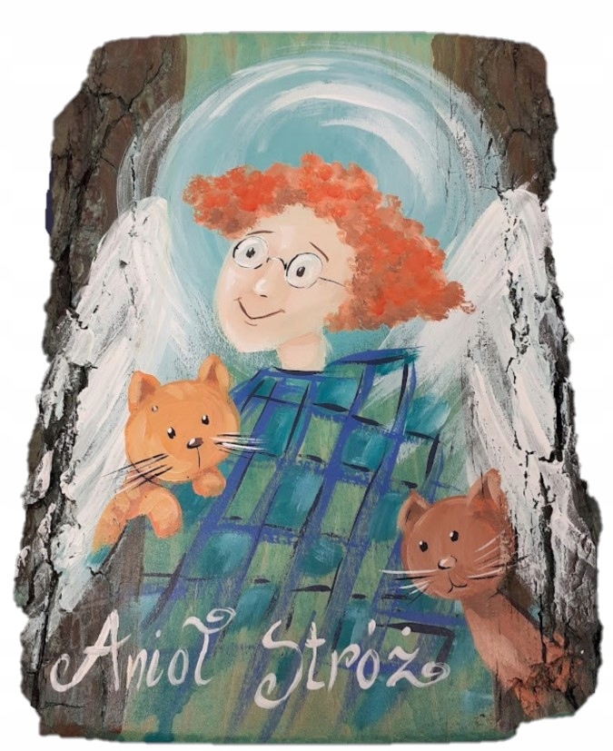 Obraz na masivním dřevě Anděl Stůj s kočkami