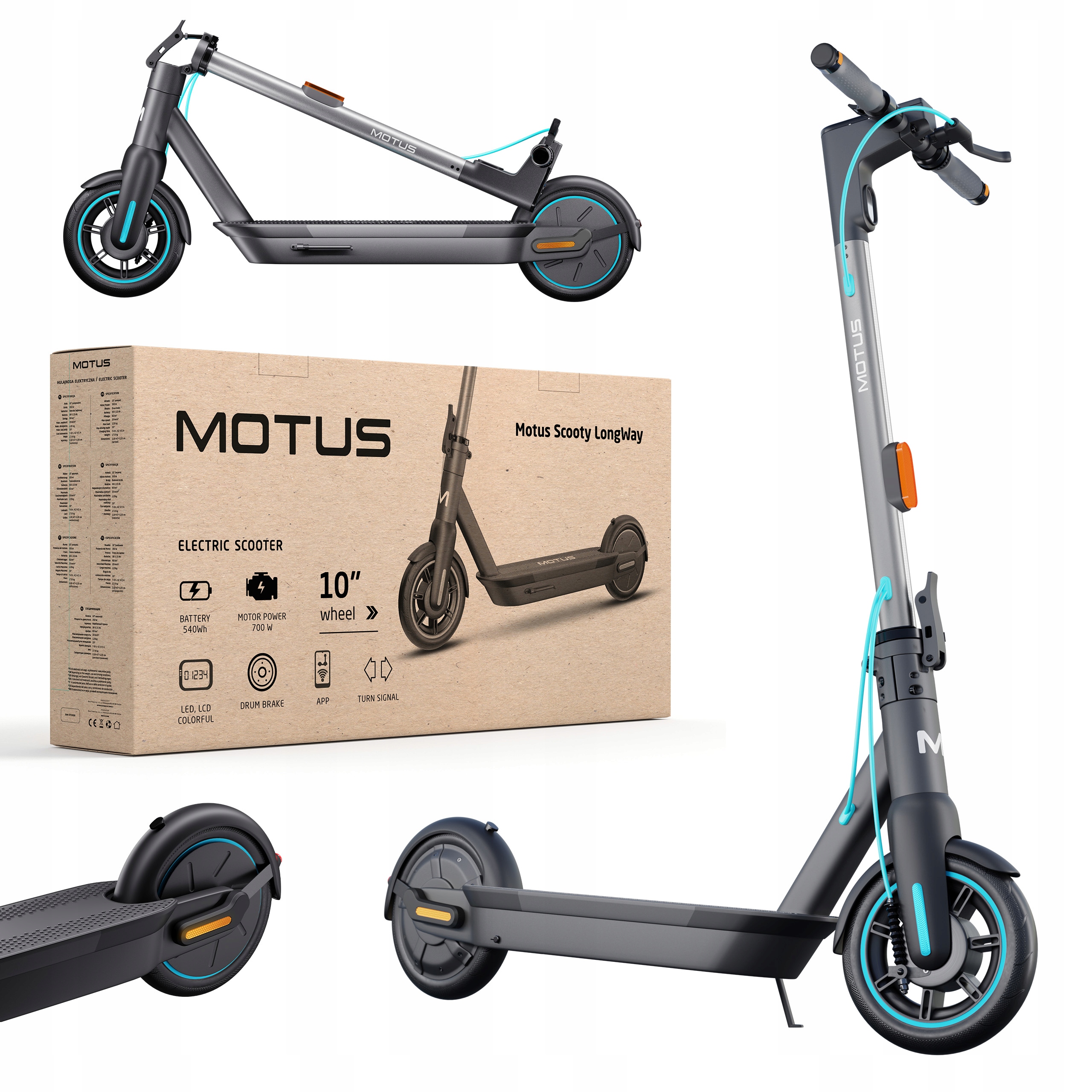 Hulajnoga elektryczna Motus Scooty 10 Long Way W 20 km/h 15Ah LCD 350W