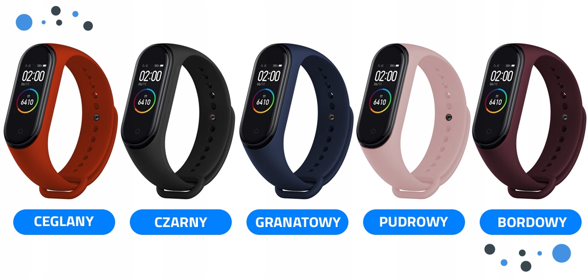 OPASKA do XIAOMI MI BAND 4 i MI BAND 3, PASEK do SMARTBAND, DUŻO KOLORÓW Kolor czarny
