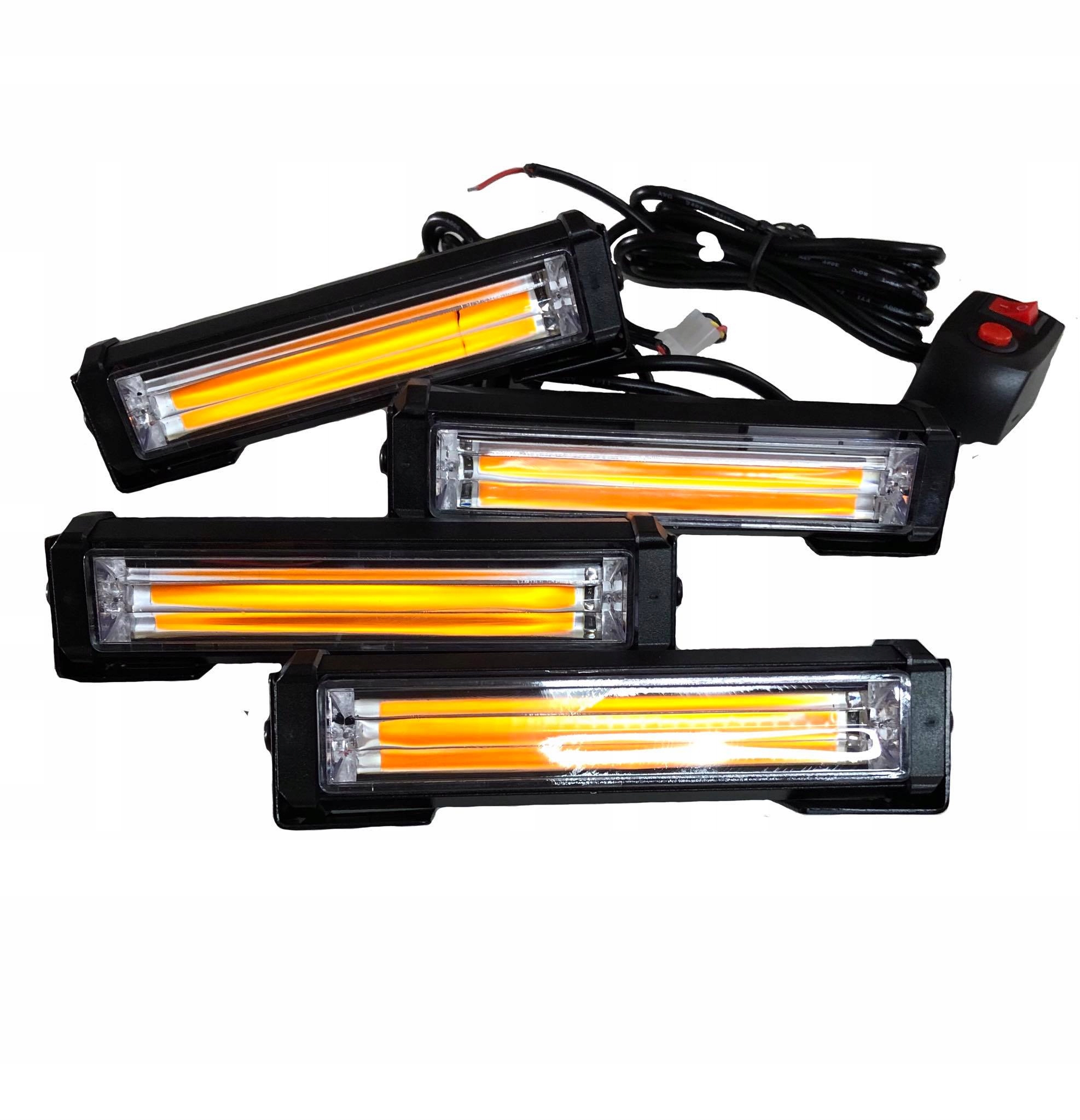 4x LAMPA OSTRZEGAWCZA LED KOGUT STROBOSKOP POMARAŃCZOWY 12-24V 4X20W