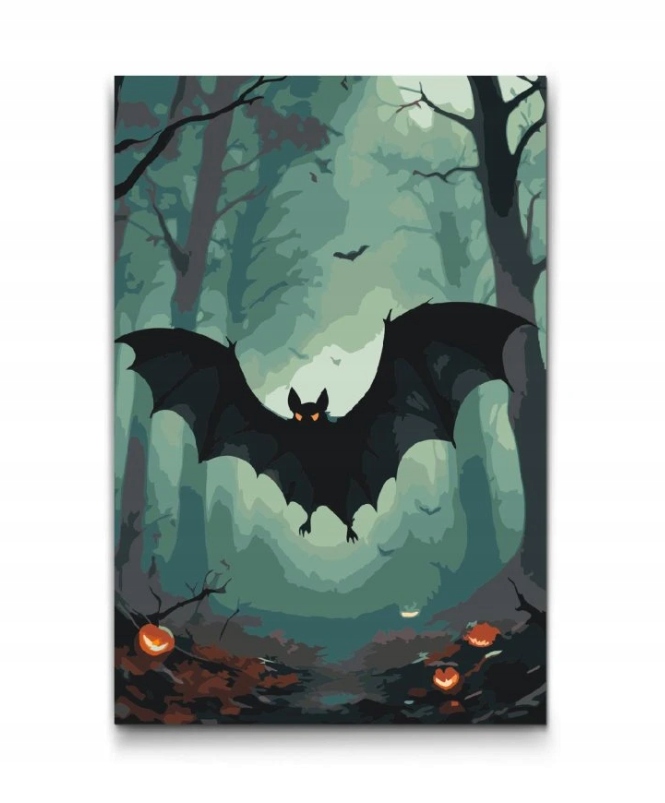 Malování Podle Čísel Halloween Netopýr Les Podzim Noc Dýně 40x60 cm