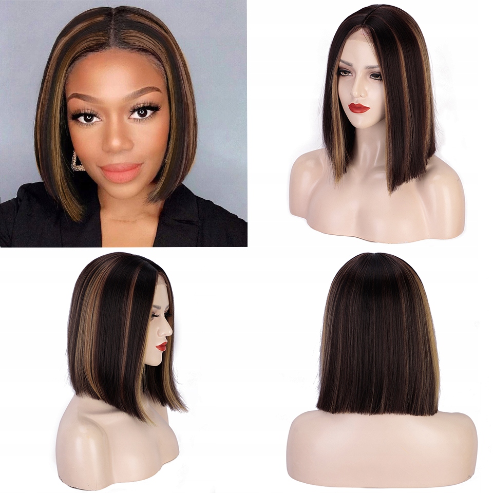 Hnědá paruka s melíry Violet se síťkou (lace front)