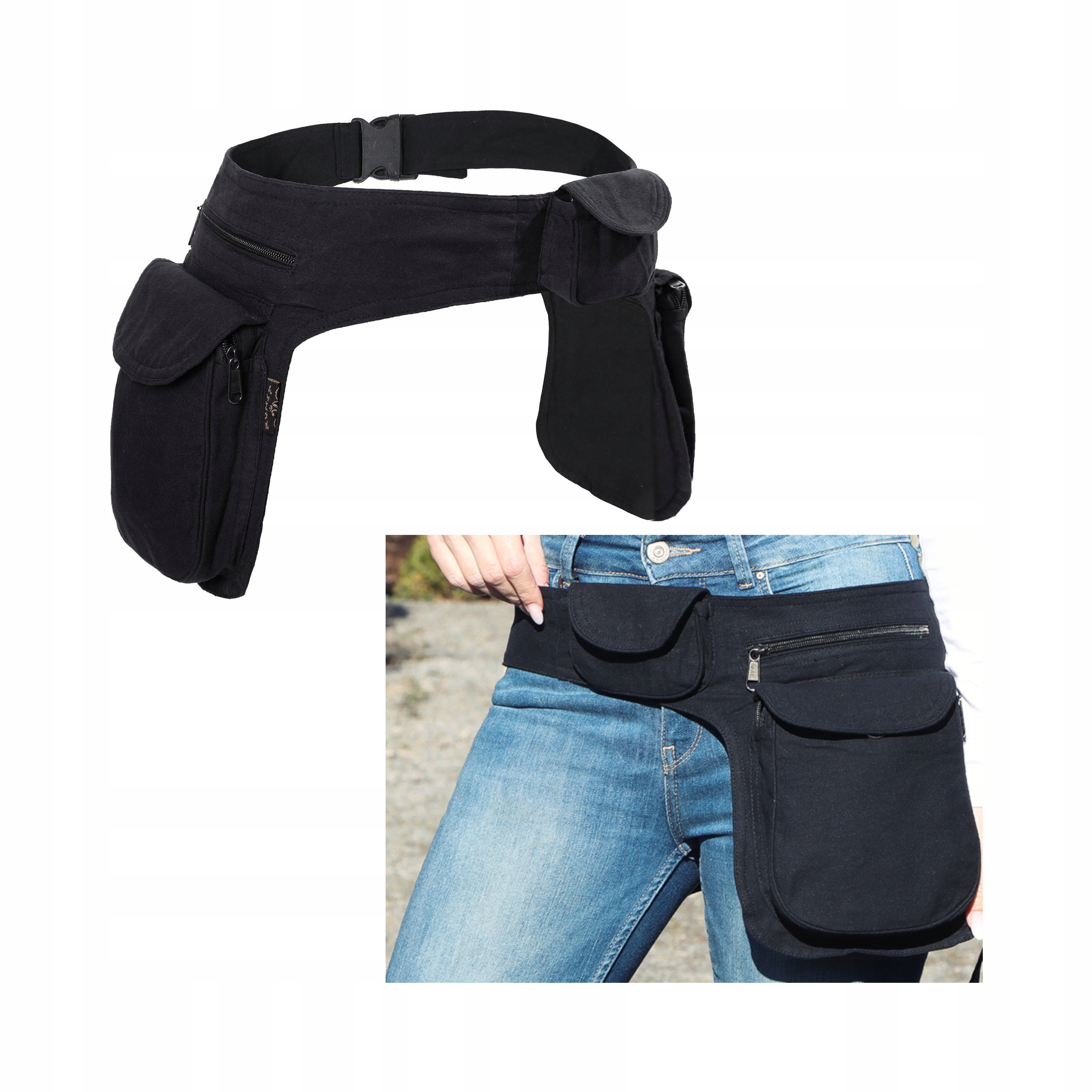 Kunst Und Magie Dvojitá Ledvinka Bavlněná Černá 4 Kapsy