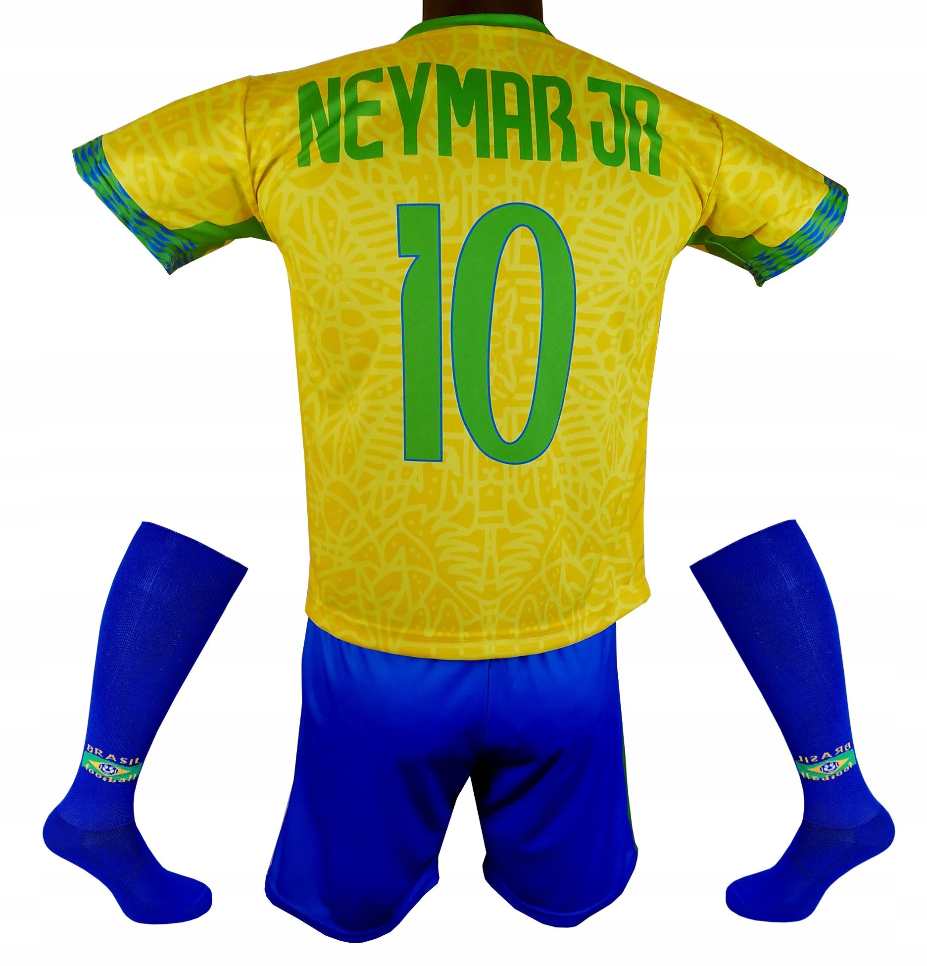Komplet strój piłkarski Neymar Jr Brazylia koszulka spodenki getry 110 cm