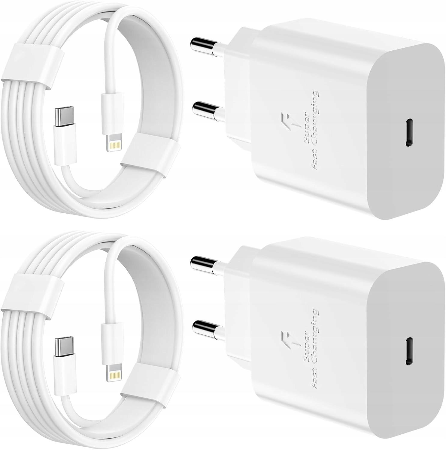 Zestaw 2x ładowarka Usb-c 20W szybkie ładowanie iPhone 15 14 13 Lightning