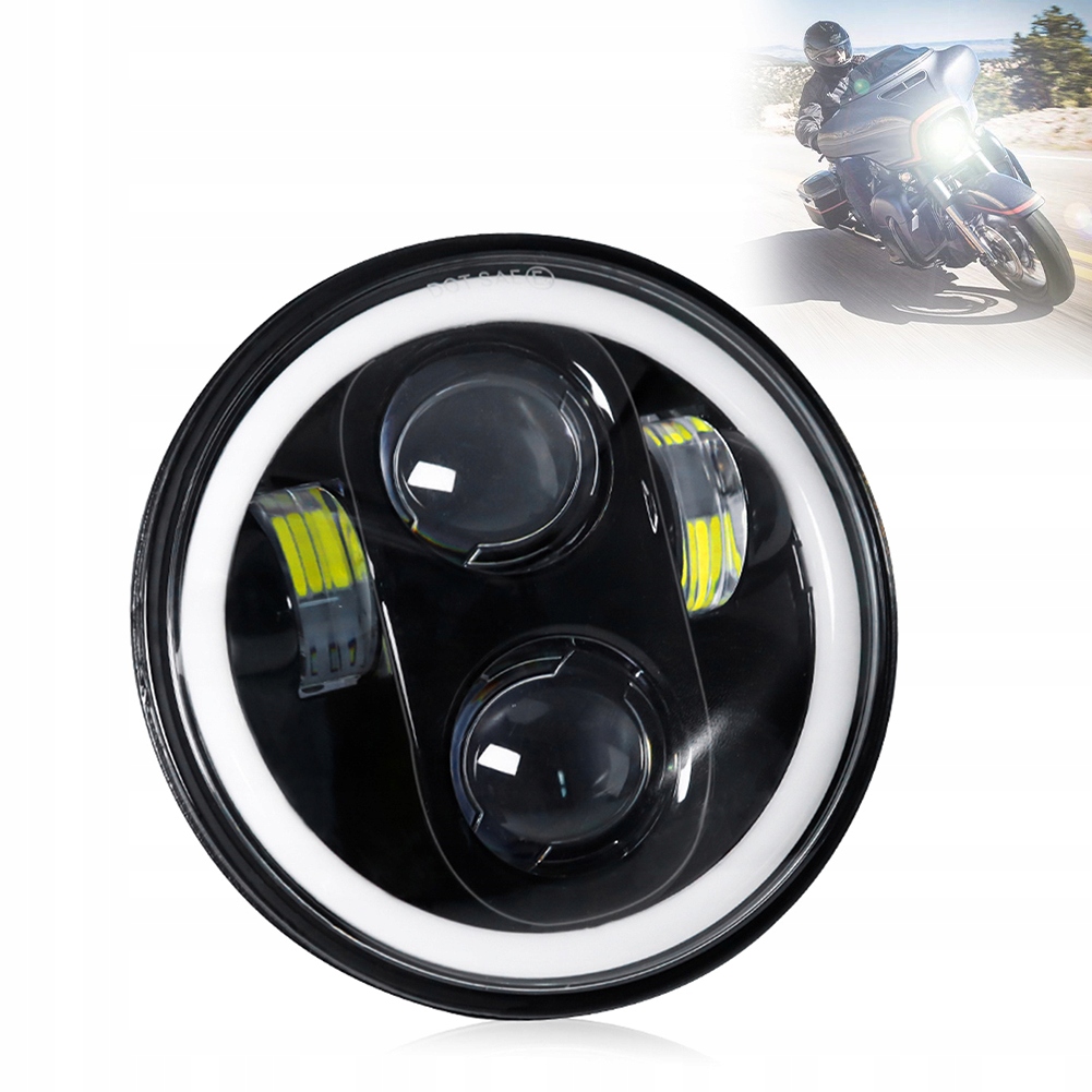 5.75 Cali Reflektor Lampa Led Przednia Motocykl 60W cały ring Halogen motor