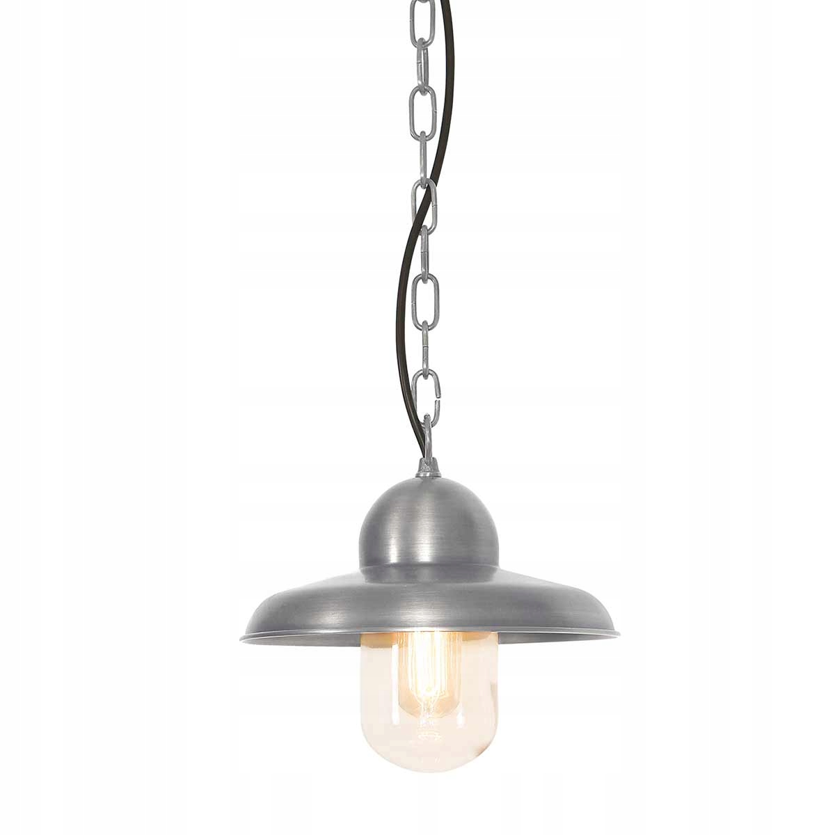 Industriální venkovní závěsná terasová lampa z antického niklu IP44 Elstead