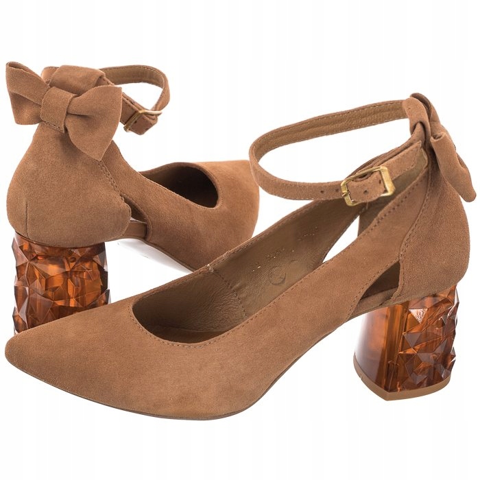 Dámské lodičky na podpatku Velurové Maciejka Hnědé 05059-29