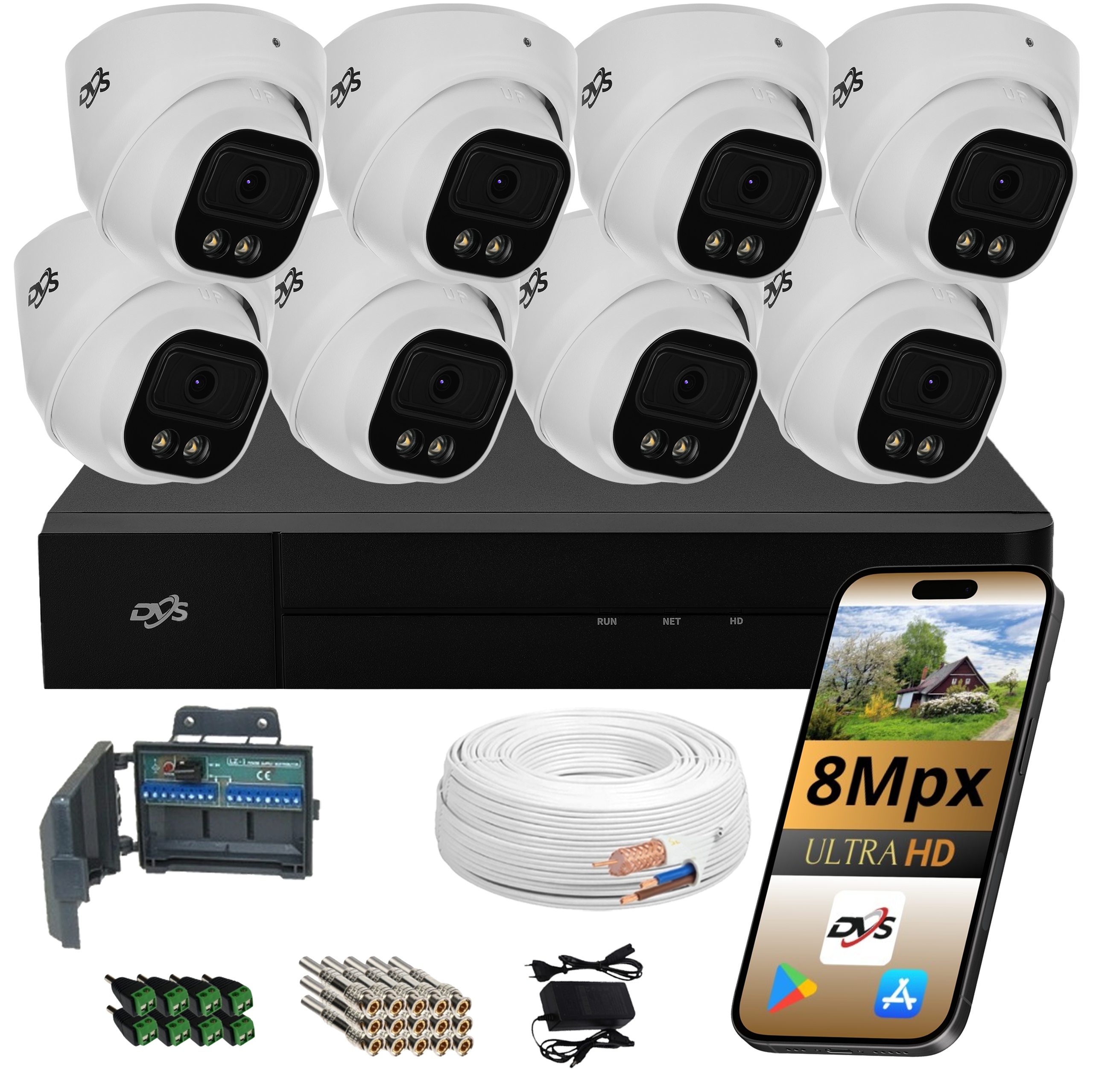 Analogová Sada Pro Monitorování 8 Kamer 8MPX Rekordér Vzdálený Náhled P2P