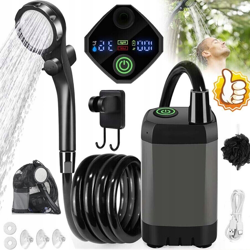 Přenosná Turistická Sprcha Kempingová Elektrická S Pumpičkou 6000MAH Usb