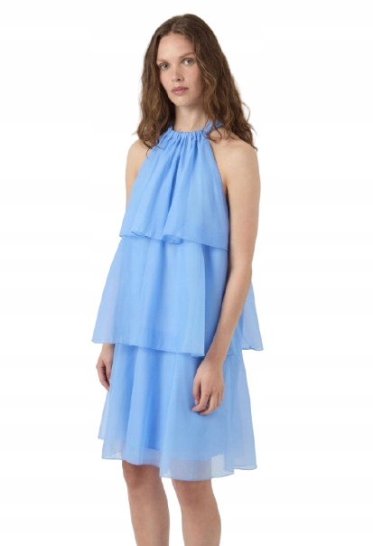 Yas Modrá Šaty Halter S Vrstveným Městským Volánem 38 Kwa