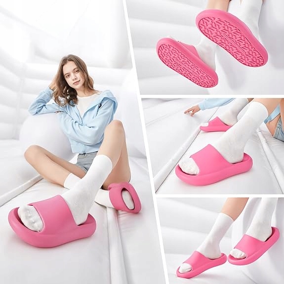 POSEE LEKKIE KLAPKI DAMSKIE PIANKOWE ANTYPOŚLIZGOWE 44-45 27,5 CM RÓŻOWE Marka inna