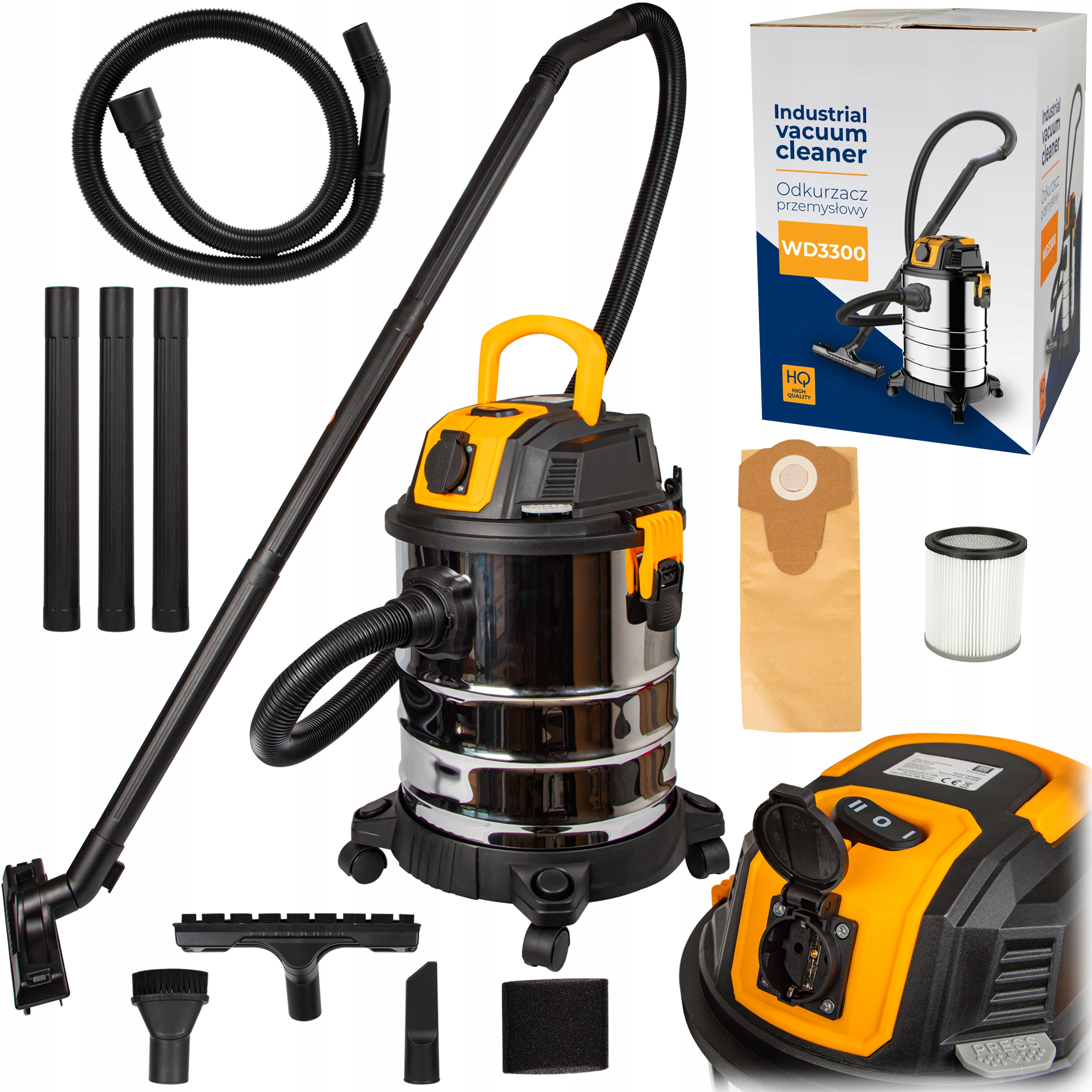 Vysavač vysavač 25 l 3300 W na sádru s funkcí dmychadla