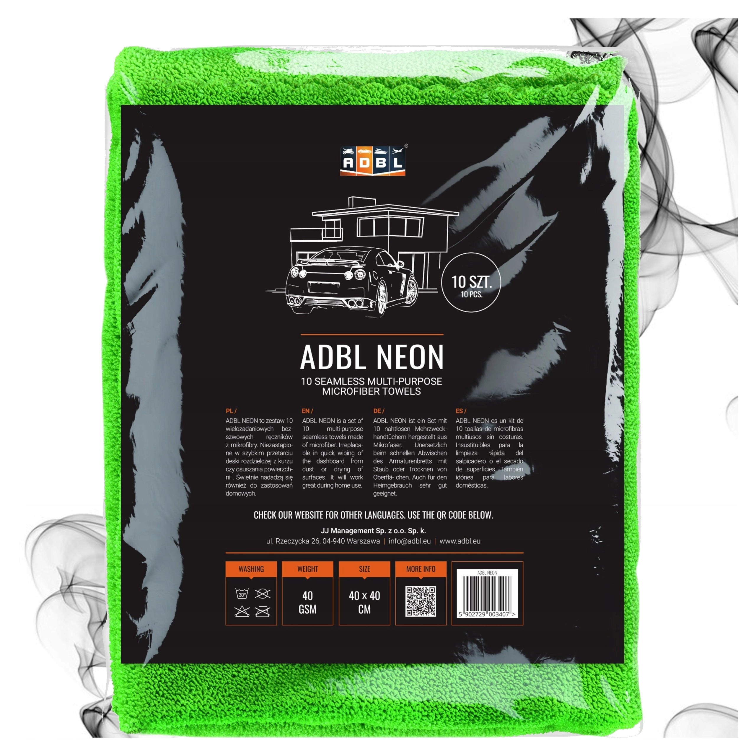 Sada 10 Kusů Mikrovlákno pro automobilový interiér Adbl Neon 40x40 cm 250 g/m2