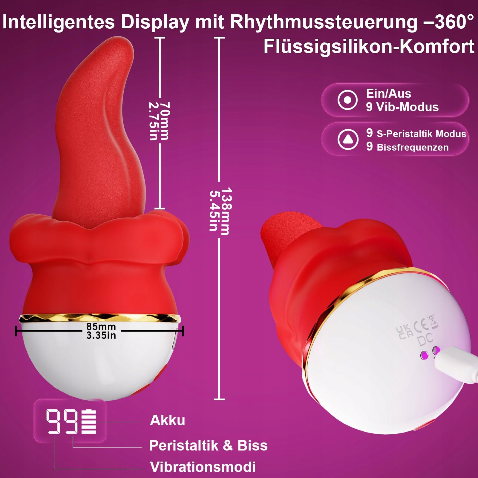 TAGNAFF Zestaw Wibratorów XXL Dla Kobiet 9 Trybów Pulsacji i Stymulacji — miniatura 8