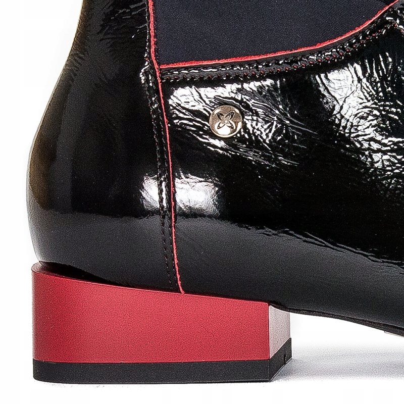 Botki damskie Maciejka 04744-16 skórzane czarno-czerwone r.40 Wzór dominujący bez wzoru