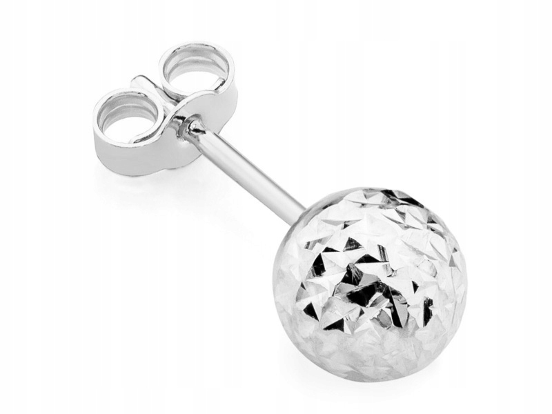 Bílo Zlatý Náušník Diamantovaný pr. 585 Kulička 6mm Na tyč 14k