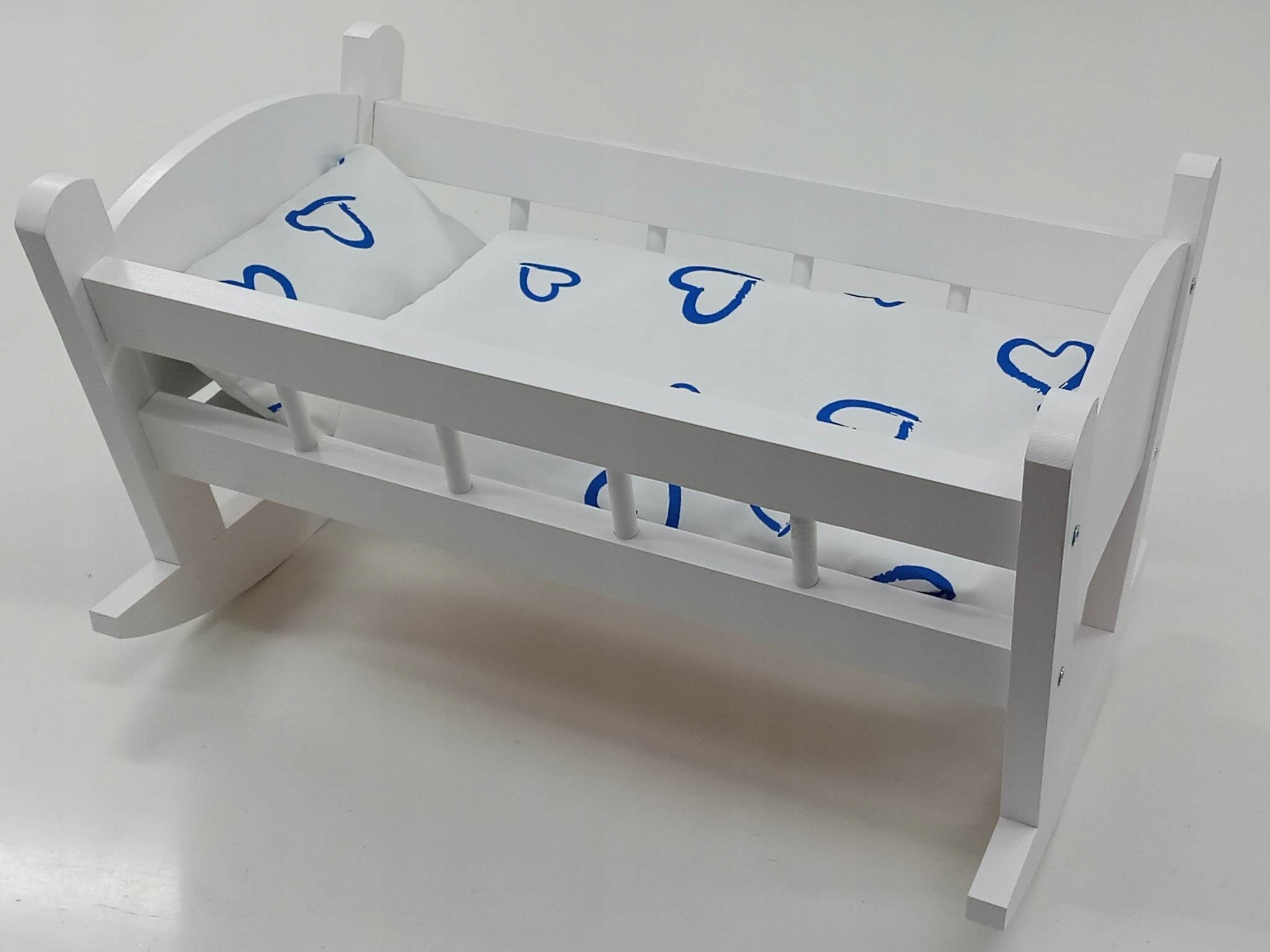 KOŁYSKA DLA LALEK BIAŁA + POŚCIEL Z MATERACEM