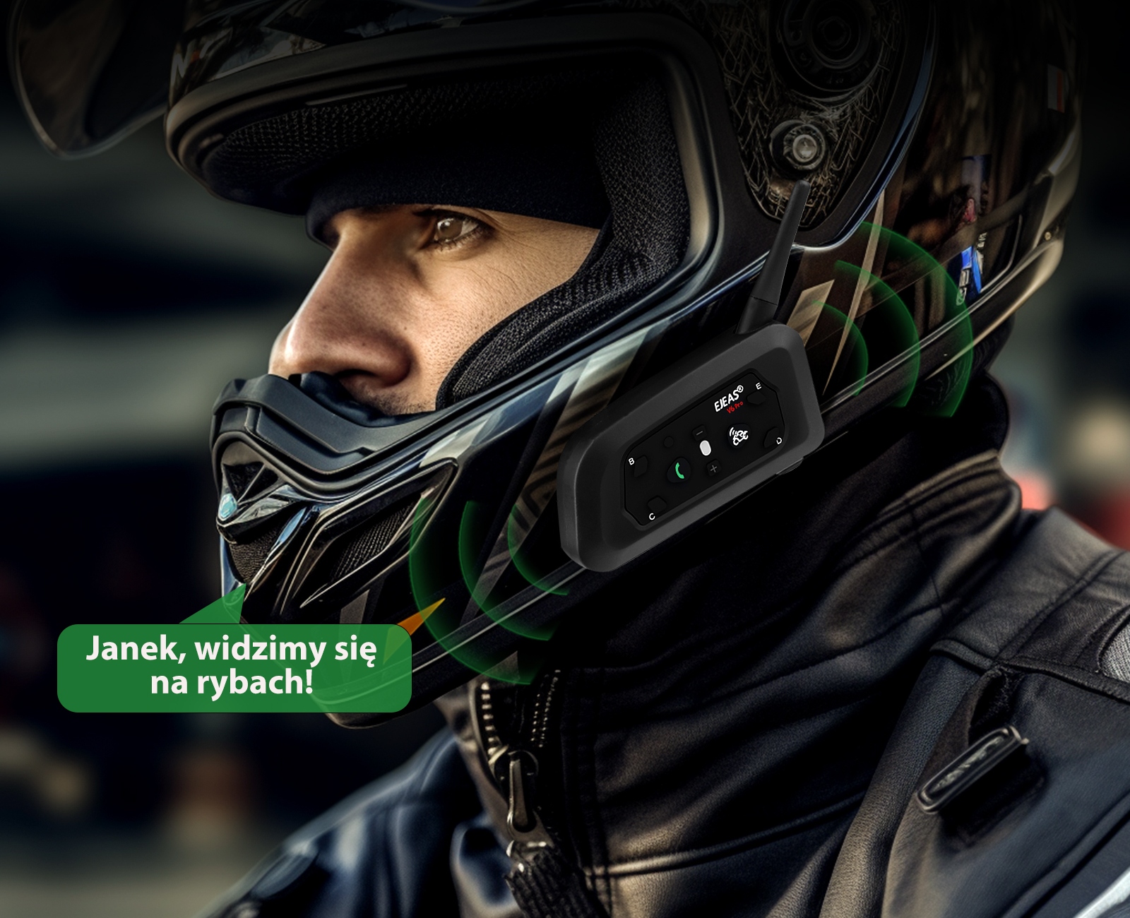 INTERKOM INTERCOM MOTOCYKLOWY EJEAS V6 PRO+ NOWA WERSJA 2024 1200M Parowanie z interkomem innej marki tak