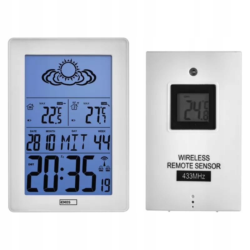 Stacja METEO pogoda EMOS E5063 budzik LED czujnik Zasilanie bateryjne