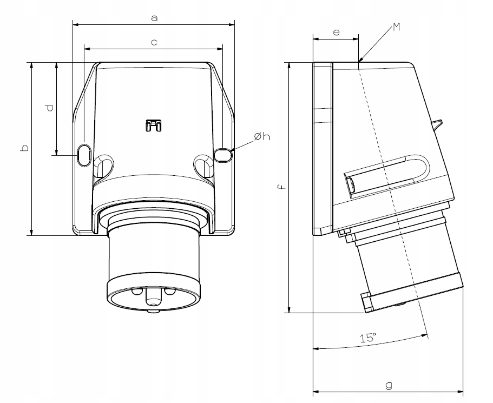 WTYCZKA STAŁA ODBIORNIKOWA CAMPING 32A 3P IP44 CEE Napięcie 230 V