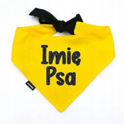 Levně Nákrčník s jménem Psa Žlutá černá brokátová barva S