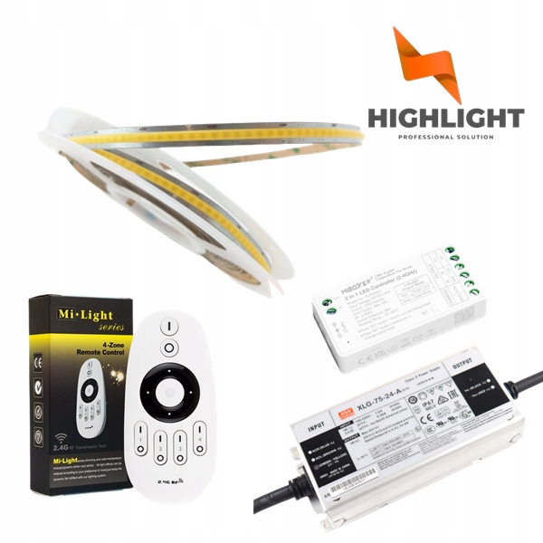 5 m Sada Led pásikov MoNo Cob Free-cut 10W 24V Neon