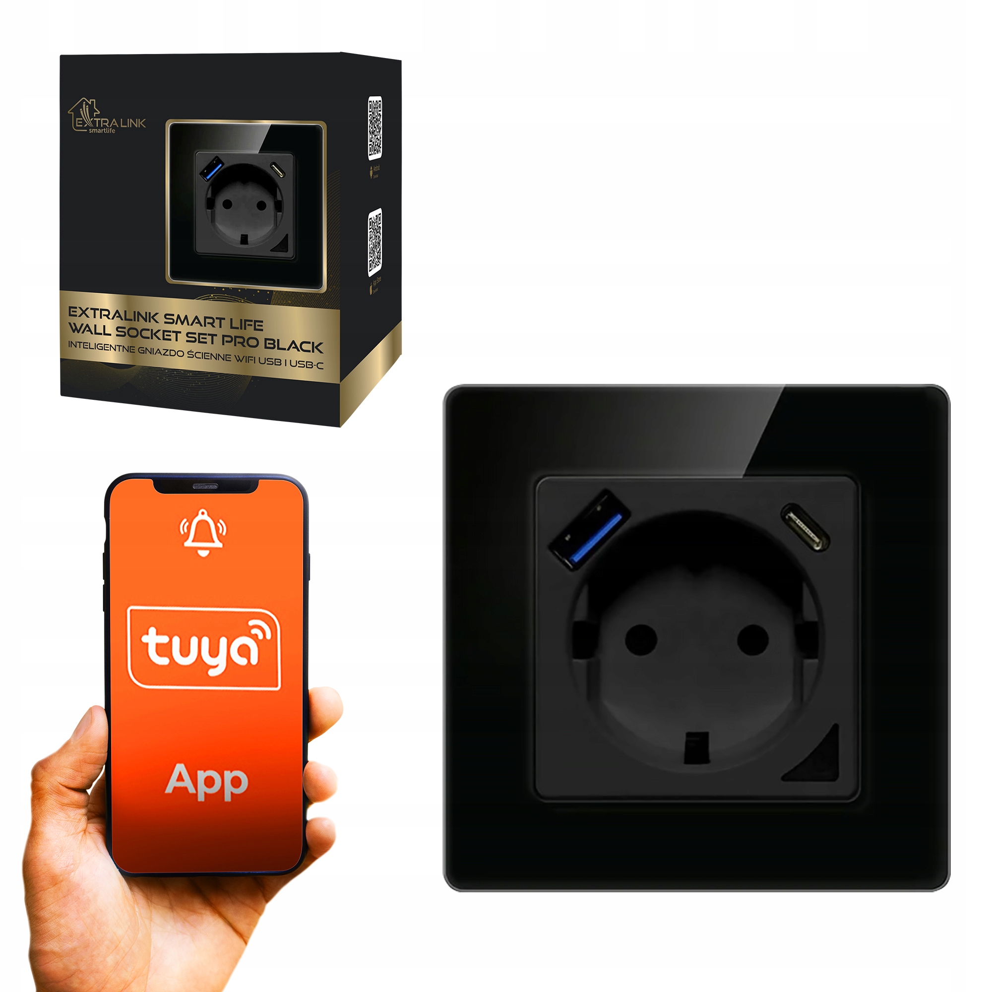 inteligentne gniazdko ramka 230V Usb C WiFi Socket Set Pro Smart Home Tuya