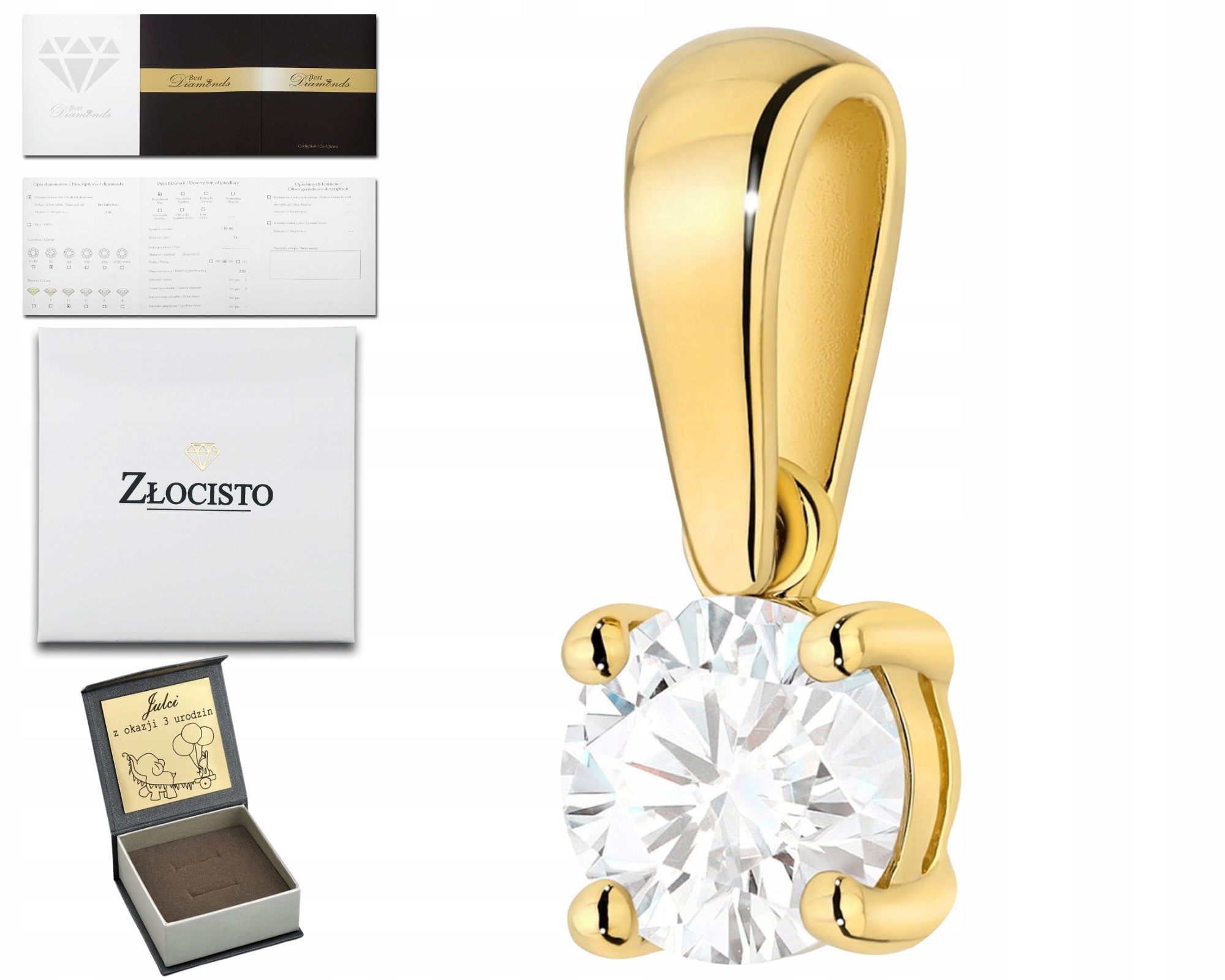 Zlatý Přívěsek Diamant 585 Jemné Šperky Stylový Dárek Pro Ženu