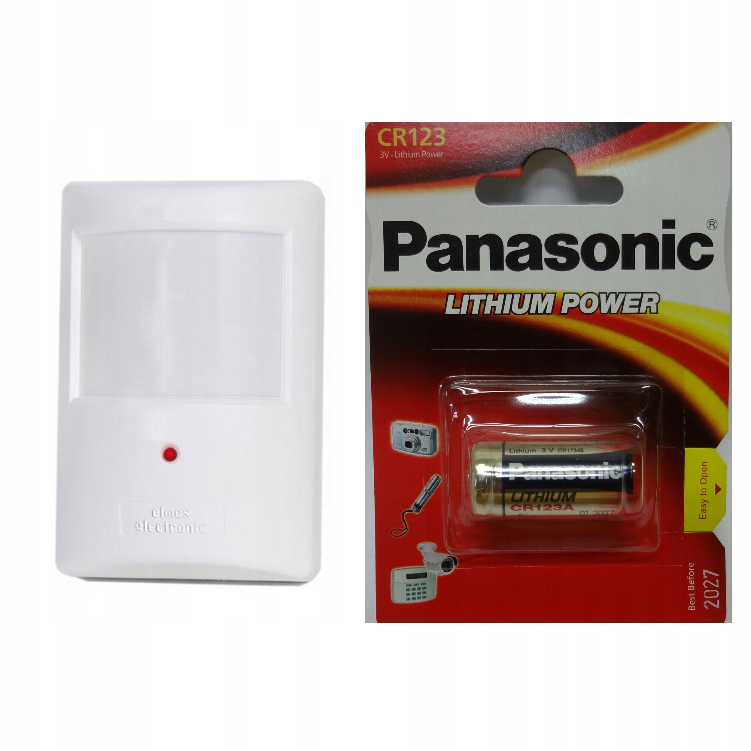 PTX50 Bateria CR123A 3V Bezprzewodowa czujka Pir Pet do 20kg Elmes