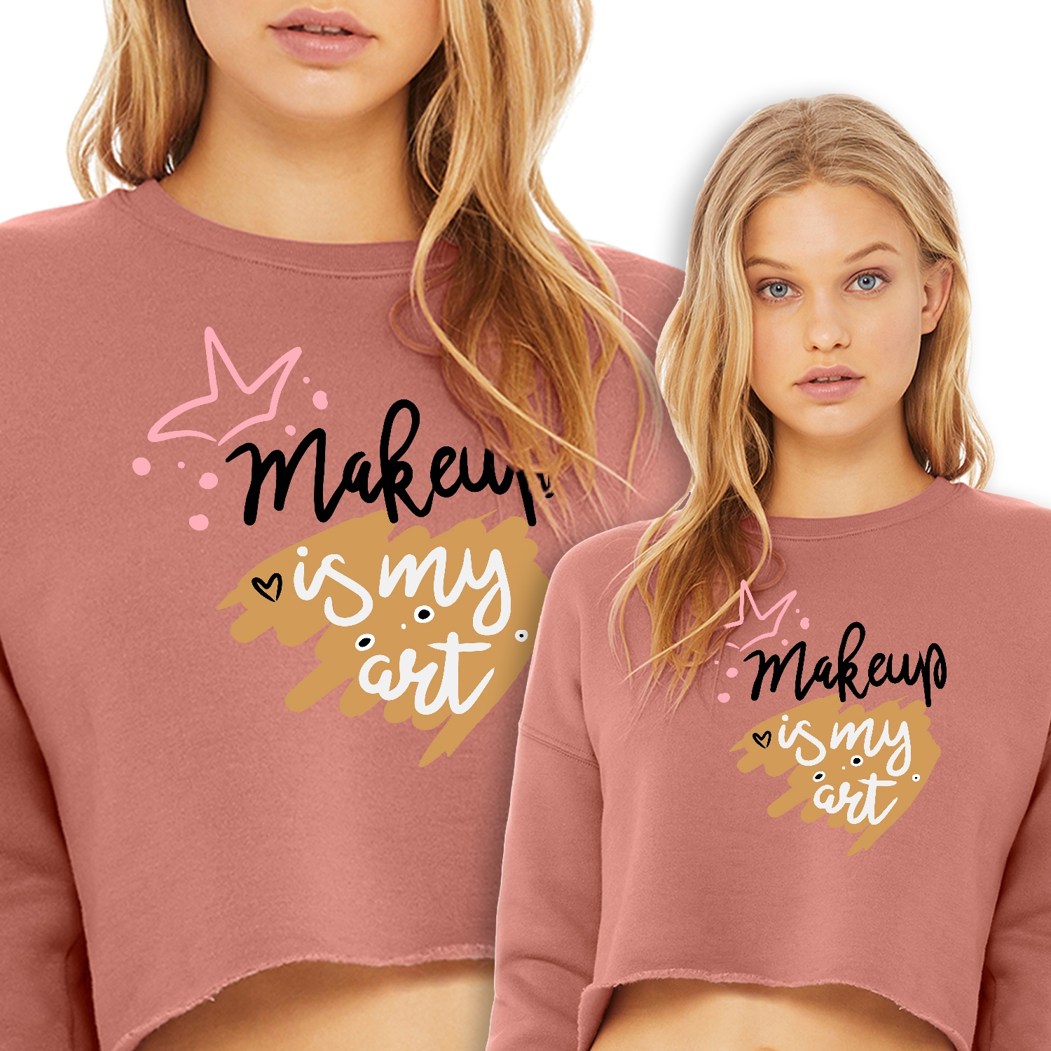 Pohodlná krátká Mikina Růžová Makeup Is My Art Wz Xxs